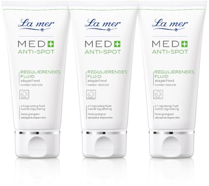 La mer Med+ Anti-Spot Regulierendes Fluid – leichtes Pflegefluid für unreine & Mischhaut – talgregulierend, porenverfeinernd & AHA-unterstützt – parfumfrei, vegan & dermatologisch getestet (3 x 50 ml)