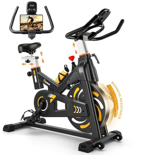 Exercise Bike for Home Use, Riksion Spin Bike with Adjustable Magnetic Resistance, Stationary Bike with LCD Display &Tablet Holder, Indoor Cycling Bike for Home Gym 350LBs Capacity