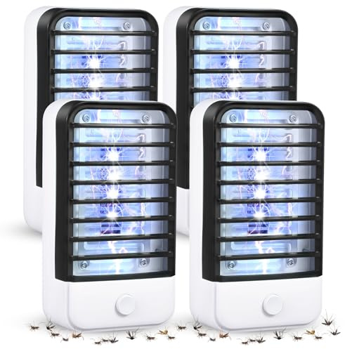 4er-Pack Insektenvernichter Elektrisch, Elektrische Fliegenfalle für Innenräume, Mückenvernichter mit UV-Licht, Sicher & Geräuschlos Mückenabwehr für Zuhause, Schlafzimmer, Küche, Büro