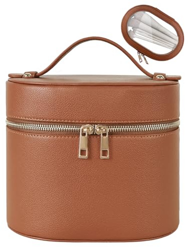 Prite 2 Stück Kosmetiktasche Damen Reise Kosmetikkoffer Hartschale, Braun