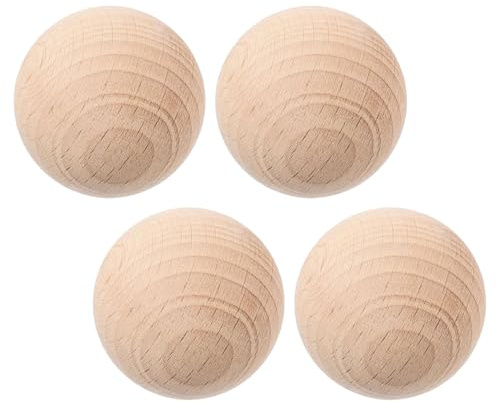 ULTECHNOVO Set 4 Palline da Gioco per Croquet in Legno Naturale 6 Cm, Sfere Rotonde Artigianali per Giardino e Cortile, Palline Sostitutive Leggere per attività all’Aperto e Divertimento