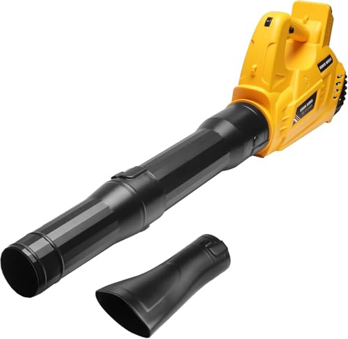 Powarobor Souffleur à feuilles sans fil compatible pour batteries DeWalt 18V DCB180-201(sans batterie ni chargeur，20000 tr/min, 3,5 m³/min, 6 vitesses）
