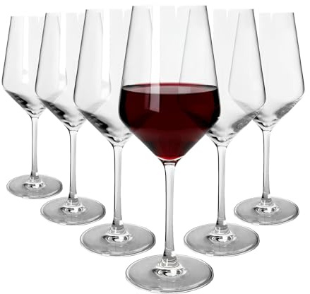 Argon Tableware 520ml Soho Verres à Vin Rouge en Cristal - 6x Grand Tige Verre Boire Verrerie Gobelets Anniversaire Mariage Coffret Cadeau | Compatible Lave-Vaisselle