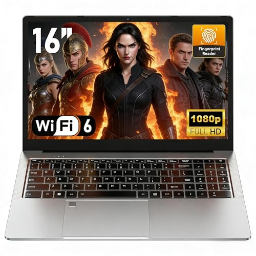 NAIKLULU 16 inch Gaming laptop R7 5825U (up to 4.5 GHz) Processor, 16 GB RAM 1TB SSD Gamer Pc Laptop 2026 Computer, Backlit Keyboard, Fingerprint Reader/Type-C/WiFi 6/BT 5.2