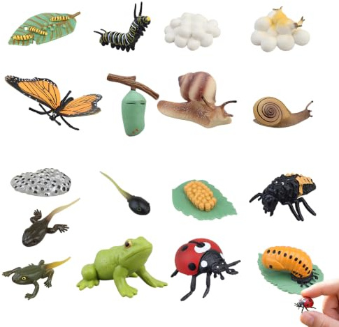 Keltorio djurlivscykel figurer set, insektsleksak livscykel, tidig pedagogisk leksak av fjäril, snigel, groda och nyckelpiga figurer leksak
