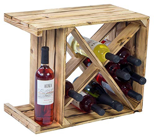 Kisentkolli Altes Land Flammad vinhylla X – mått 50 x 40 x 27 cm hylllåda flaskhylla äppellåda/vinlåda (set om 1 flammad)