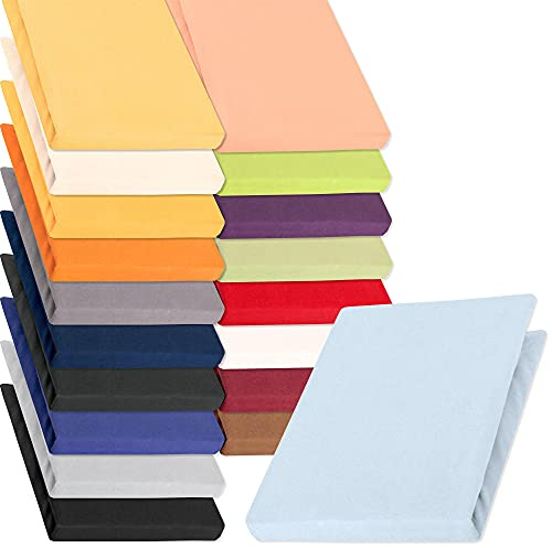 aqua-textil Pur Jersey Spannbettlaken 120x200-130x220 cm Aqua blau Wasserbett Boxspringbett 160g/qm Mako Baumwolle