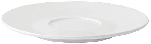 Utopia Anton Black Coupe Saucer 6.5inch / 17cm - Case of 6 - White Fine China Saucers