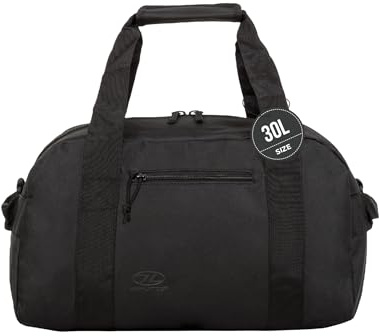Highlander Cargo Bag 30 Liter Robuste Canvas-Tasche, ideal für die Reise oder als Sporttasche (Schwarz)