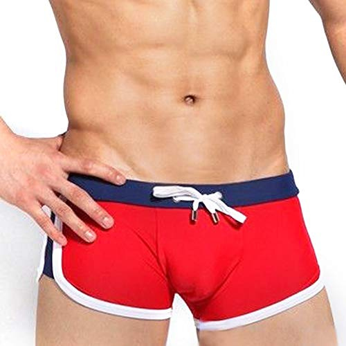 Jeylly badshorts för män, sexiga sportshorts surfing badkläder shorts sommar simning boxershorts Röd Tag XL = UK L