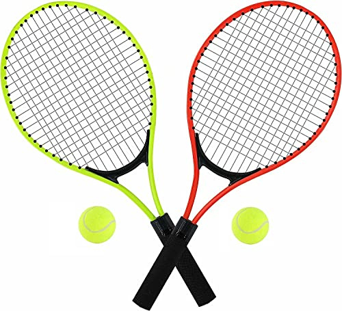 Unibos Kids Tennis Racket Set – 2 Player Junior Tennis Set with Balls & Carry Bag – Lightweight Aluminium Garden & Outdoor Game for Children Beginners
