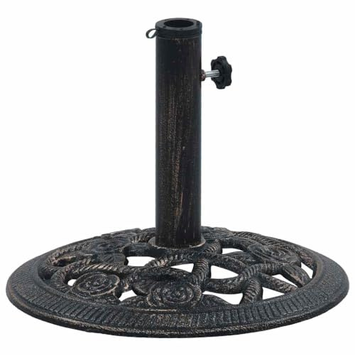 vidaXL Base de sombrilla de Hierro Fundido Negro y Bronce 9 kg 40 cm