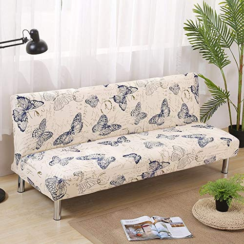 Armlose Sofabezug,All-Inclusive Blumen Ohne Armlehne Schlafsofa Bettdecke, Elastischer Sofa Cover Ohne Armlehnen Sofa überwurf (125841,185-215cm)