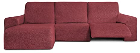 Milica sofaüberwurf ecksofa kurzer Schenkel Links rot Relax Stretch bezug Sofa Schutz butan Stoff abziehbar eckcouch relaxhusse rot stretchbezug