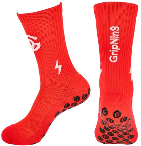 Grip Socken Fußball Herren Größe 36-41 & 42-47 Atmungsaktive Anti-Rutsch Sportsocken für ambitionierte Sportler Fußballsocken mit Polsterung & Zehenverstärkung Grip Socks gegen Blasen Football Socks