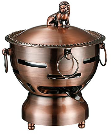 304 Edelstahl Suppentopf Shabu Shabu Hot Pot Set Retro Separation Alcohol Hotpot Chafing Dishes Single Serviertopf mit hitzebeständigem Griff, 1L / Copper