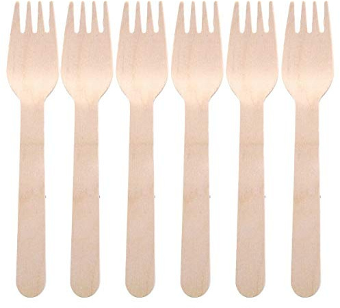 Wooden Cutlery Eco Biodegradable Knives, Forks, Spoons, Teaspoons (Forks, 500)
