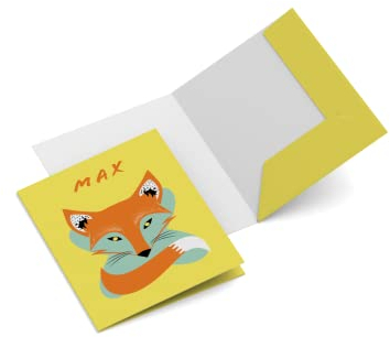 Zeichenmappe | Design Fuchs | personalisiert | DIN A4 | 350 g/m² | 5 Stück | Ausführung wählbar | Rücken bis 5 mm | Ordnungsmappe | Sammelmappe | ohne/mit Klappen (Mit Klappen)