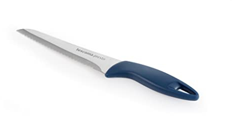 Tescoma - 863035, Presto Coltelli, Coltello Seghettato da Cucina, per Pane, Acciaio Inossidabile, Lama 16 cm, Blu