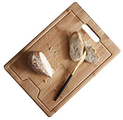 XOOPIT Schneidebrett aus massivem Holz, wendbar, rechteckig, Bambus mit Griff/Hackblock für Fleisch, Gemüse, 2 Stück