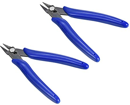 PATIKIL 13 cm trådskärare, 2-pack spolskärare sidoskärare avbitartång mini diagonal skärning tång trådklipp för mjuk elektronikkabel, blå