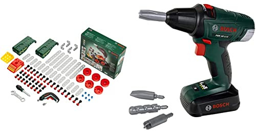 Theo Klein 8497 Multi-Tech Konstruktionsset mit Bosch Ixolino | 107 Bauteile | ab 3 Jahren 27 x 9 & 8567 Bosch Akkuschrauber | Mit rotierenden und auswechselbaren Aufsätzen ab 3 Jahren