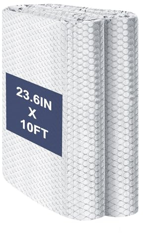 DGSL Double Reflective Bubble Foil Insulation Foam, 23.6 in X 10 FT Aluminum Foil Thermal Insulation Radiant Barrier for Window, Garage Door, RV, Roof