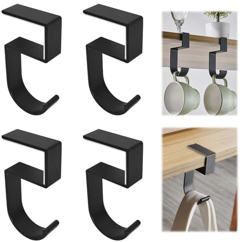 4 Stück Taschenhalter Für Tisch,Handtaschen Halterung Tisch,Antirutsch Taschenhaken Halterung Handtaschen,Taschen Halterung,Tisch Handtaschenhalter Haken für Handtasche Schmuck Halsketten (Schwarz)
