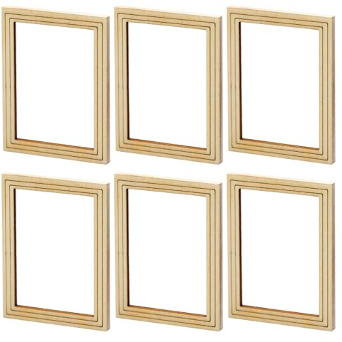 Ciieeo Mini Holz Bilderrahmen 6 Stück 2.87X2.20X0.16 Zoll Diy Fotorahmen Für Puppenhaus Babyzimmer Mikrolandschaften Bastelzubehör