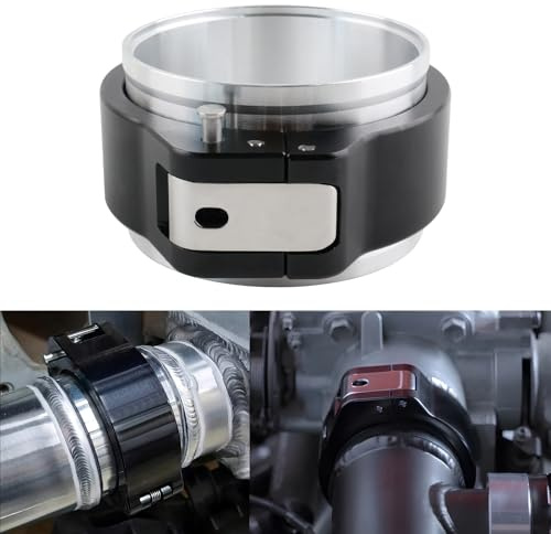 RiAiCiING 3 Inch Aluminum Quick Release V Band Clamp with Flange, 76mm Intake Intercooler Pipe Clamp for Intercooler Pipe Clamp Throttle Union Sleeve(Black) | Intake Intercooler Pipe Pinless HD Clamp, Integrated Safety Lock Clasp Replaces Traditional Quick Release Pins