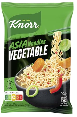Knorr Asia Noodles Instant Nudeln Vegetable schneller Asia Snack fertig in nur 3 Minuten 11x 70 g
