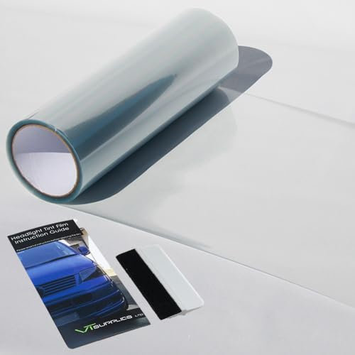 VT Supplies 30 x 200cm Clear Protection Headlight Tint Film Also For Taillights Fog Lights Car Body + Squeegee Tool