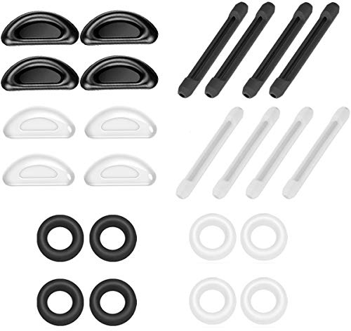 12 Paar Brille Nasenpads Antirutsch Silikon Nasenpads Weiche Brillen Antirutsch Halter Rutschfeste Gläser Ohrhaken Brillen Ohr Pads für Sportbrillen Sonnenbrille Lesebrillen, Schwarz und Transparent