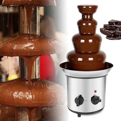 Jrcfnss Fontaine à Chocolat à 4 Niveaux, Machine Commerciale à Fondue au Chocolat Chaud, Ensemble à Fondue de Fontaine à Chocolat en Acier Inoxydable de Grande Taille pour fête, Mariage