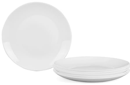LaGlint 6 Piezas Juego de Platos Llanos de 26,67cm, Blanco Platos Servir para cena/filete/plato principal, resistente a los arañazos, Aptos para Lavavajillas y Microondas