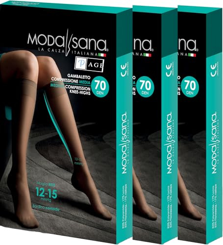 3 Paia di Modasana Gambaletti maglia a rete 70 DEN NATURE Calze a compressione graduata 12/15 mmHg Size 4