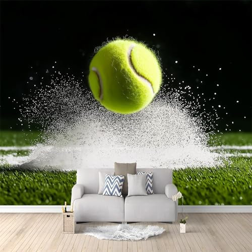Tennis Sull'Erba Carta da Parati Verde Carta da Parati TNT Fotomurali Moderna Carta Parati Fotomurale 3D Effetto per Soggiorno, Camera Letto, Sala Pranzo, TV Sfondo 350x256 cm