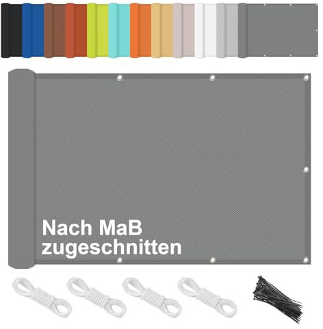 CHENG Senkrechtmarkise AußEn, Markise Balkon ohne Bohren, Für Balkongeländer Terrasse Gartenzaun, Nylon Kabelbinder und Kordel, 100% Wasserdichtes Polyestergewebe, Anthrazit, 90x1900cm