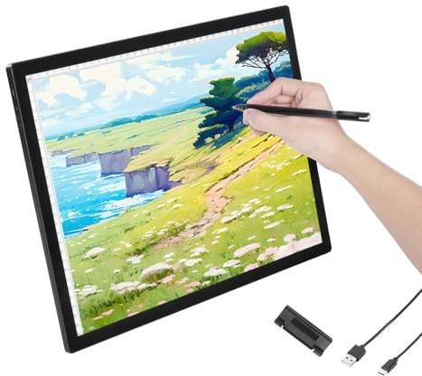 VEVOR Tablette lumineuse LED A3, table lumineuse dessin avec 6 niveaux luminosité réglable, tableau dessin rechargeable pour traçage, pour peinture diamant, animation, croquis, pochoir, artistes, noir