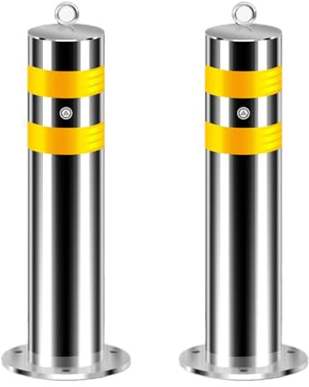 Sicherheitspoller, Absperrpfosten Mit Reflexstreifen, Parkplatzsperre Pfosten, Rammschutz-Poller, Aus Edelstahl, Geeignet Für Verkehrskontrolle Und Menschenmengenmanagement(Silver (2pcs))