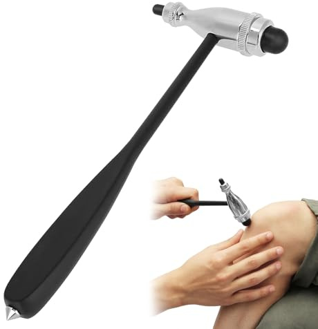 Marteau à réflexes neuro avec double tête en plastique, percussions légères, pour les réflexes d'étirement et de peau, tête de marteau lourde, désinfection facile (noir)