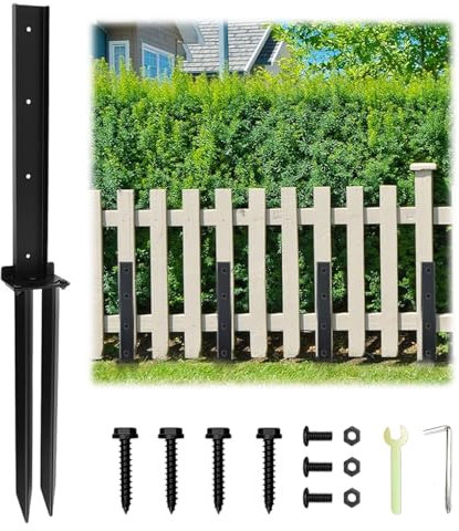 Fence Post Repair Kit, Steel Repair Stakes Fence Post Support Stake Fixer Anchor Ground Spike for Repairing Damaged Gate