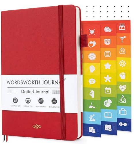 Wordsworth & Black Bullet Journal med Prickar, 216 Sidor, A5 Papper, R枚d