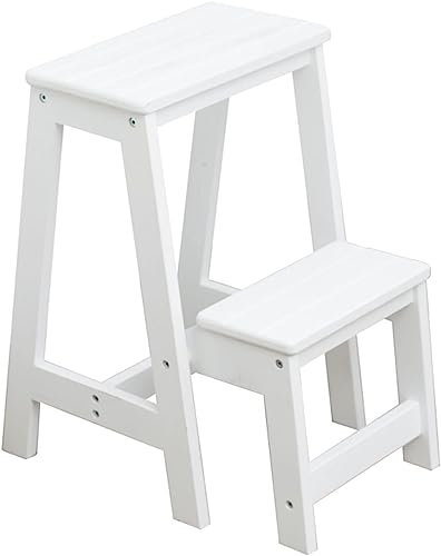 XXLNBJKA Sgabello Pieghevole in Legno, Sedia con Scala, Scala a pioli Pieghevole Leggera per casa, Cucina, soppalco, Campeggio, Sgabello Portatile con Contenitore