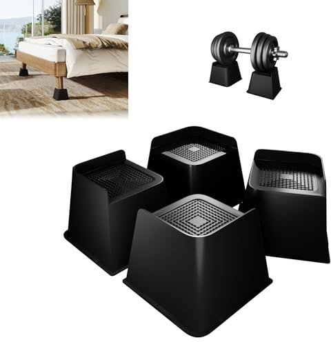 UISEBRT 4 piedini per mobili a forma di L, impilabili, in polipropilene resistente, per tavolo, letto, sedia, rialzo per mobili e gambe del tavolo, rialzo del letto, carico e stabile (altezza 4
