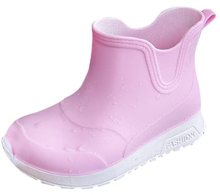 Generisch Bottes de pluie en caoutchouc pour enfant garçon et fille - Confortables - Pour le printemps et l'été - Antidérapantes - Bottines imperméables, Rose, 35 EU