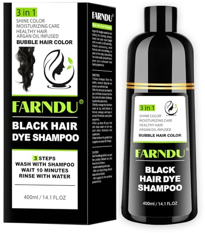 Schwarzes Haarfärbe Shampoo, Black Hair Dye Shampoo 3 in 1 für graue haare | 6 Pflanzliche Inhaltsstoffe Schwarz Haarfärbeshampoo für Männer Frauen