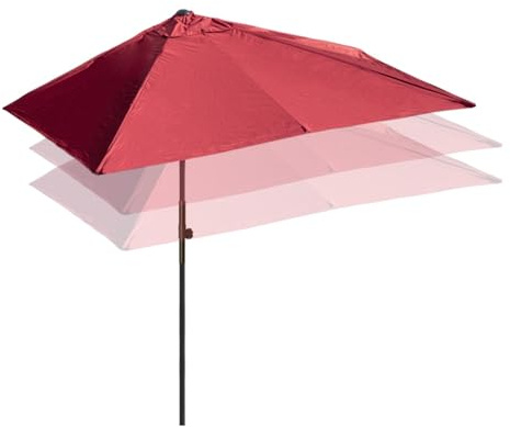 Parasol rectangulaire réglable de 250 cm vert de 200 cm/250 cm pour jardin et plage, protection UV, matériau durable, facile à installer, Rouge, 6.6ft/200cm