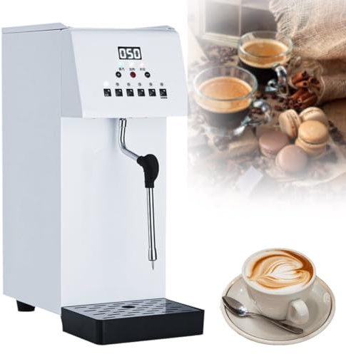 Milk Frother， Electric Automatic Coffee Foam Maker, Automatic Boiling Water Frother, Steam Milk Foam Machine, 360° Rotating Steam Rod, Fast Heating, Multi-Purpose, for Coffee Shop, Bar, Milk