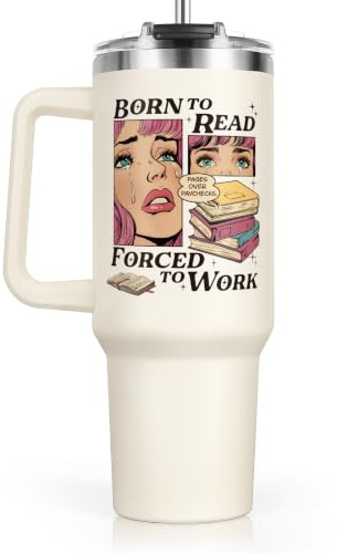 Funny Book Lover Gifts for Women 40oz Tumbler with Handle and Straw Lid